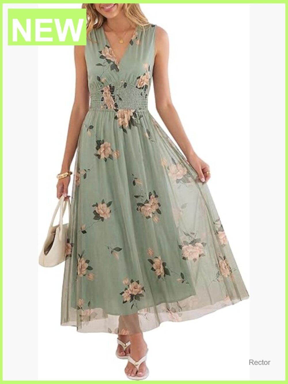 Floral Print Maxi Dress V-Neck Sleeveless Flowy Casual Boho Wedding Guest